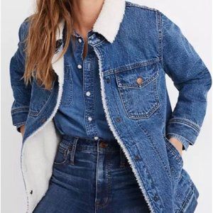 Madewell Sherpa Lined Oversized Denim Jacket M